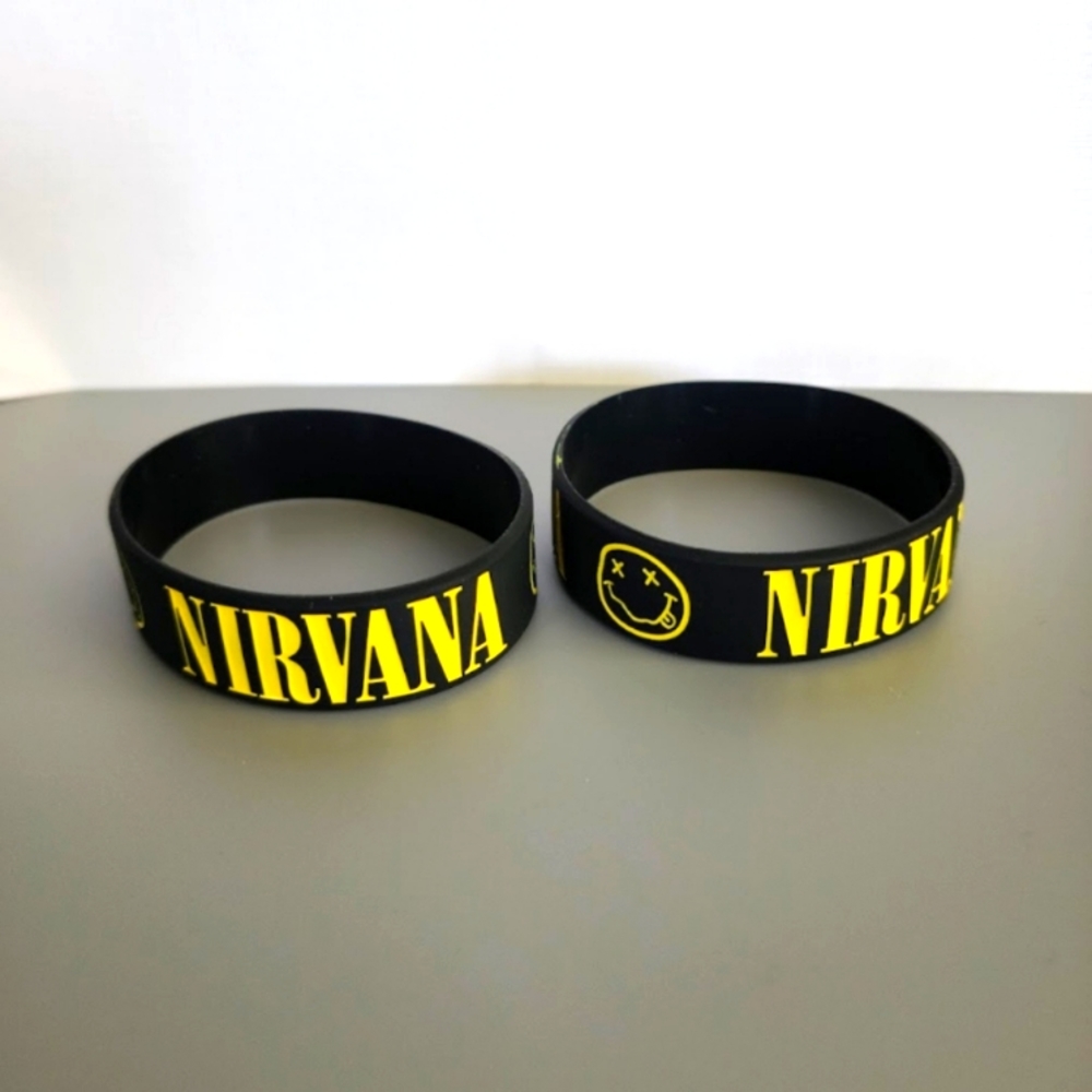 Nirvana Rubber Bracelet Wristband rock band logo  Kurt Cobain music 2 Bracelets